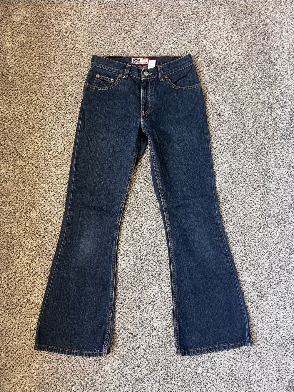 Vintage Flare Leg Jeans Old Navy Size 4 Y2K Dark Blue Wash 30 Inch Inseam